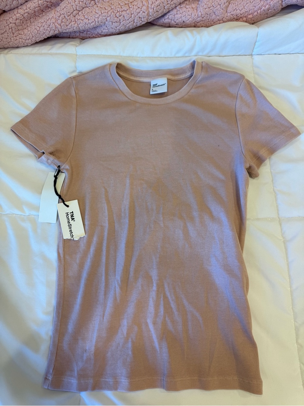 TNA Ribbed Crew Tee in Mauve Tan